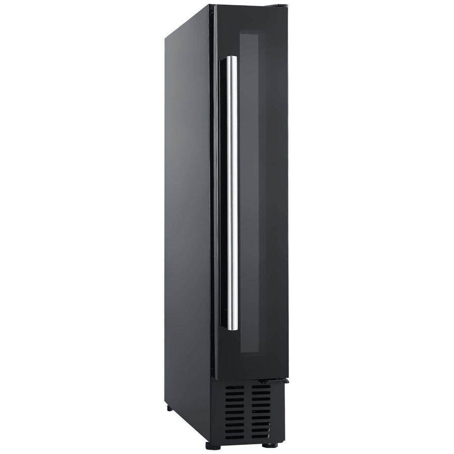 Cantina 7 Bottle Single Zone Wine Cabinet - Black, Slim Double-Glazed Glass Door, 20L - CCWIS7B