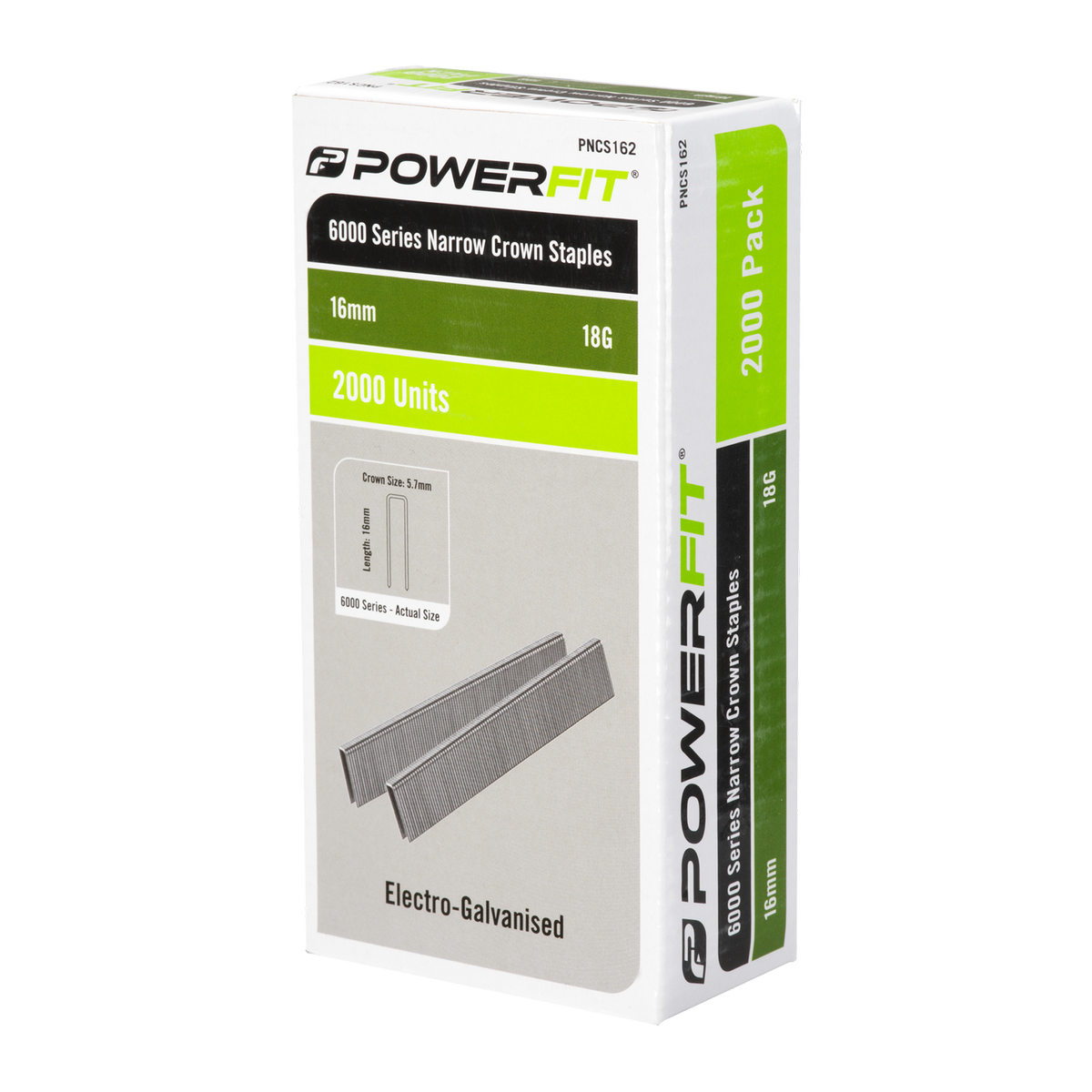 Powerfit 16mm Electro Galvanised Narrow Crown Staples - 2000 Pack - 18 Gauge - Corrosion Resistant - SuperSaverAU - view 1