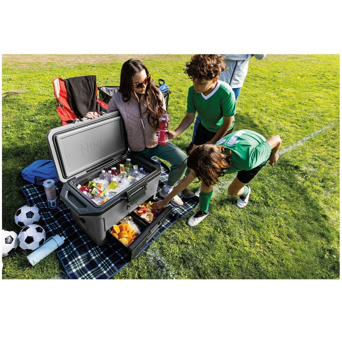 Ninja 47L FrostVault Hard Cooler with Dry Zone - Slate Grey, Lockable Lid, Fits 80 Cans - FB151GY