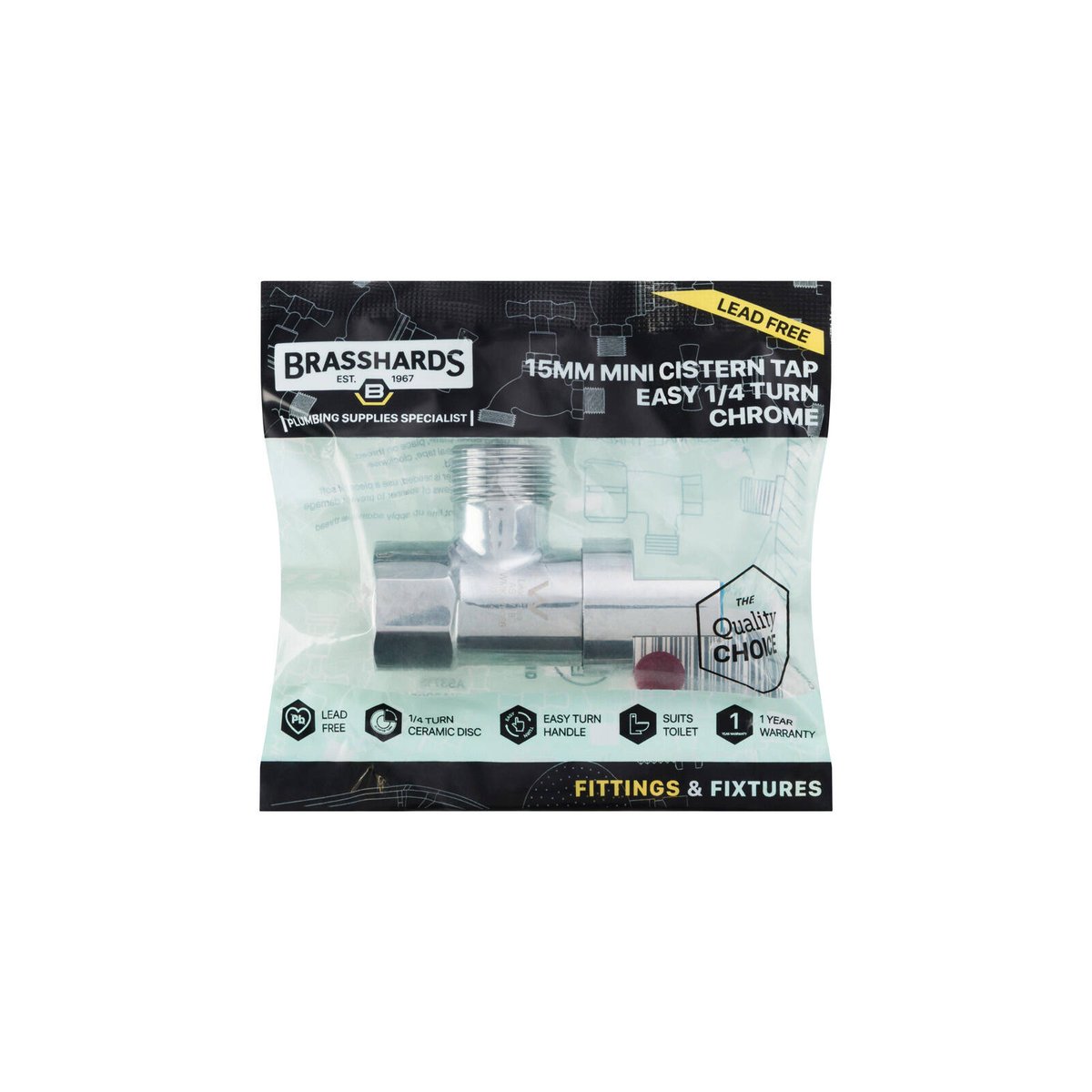 Brasshards Easy Mini Cistern Tap 15mm - Lead Free - Compact Design - Chrome Finish - SuperSaverAU - view 3