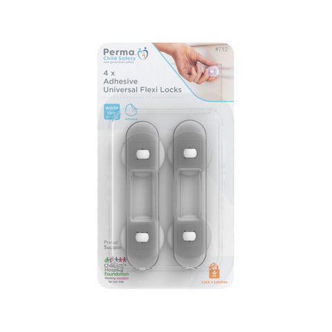 Perma Child Safety 12cm Adhesive Universal Flexi Locks - 4 Pack