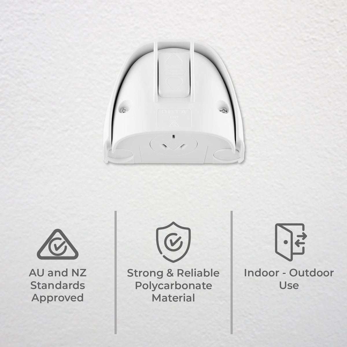 Deta Weatherproof Power Point - 240V 10A - Polycarbonate - IP54 Rated - SuperSaverAU - view 2