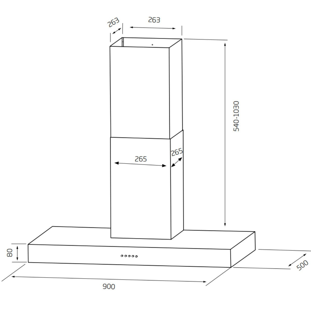 Schweigen 90cm Wall Mounted Canopy Rangehood - Stainless Steel, 1080m³/h, 3 Fan Speeds - TSH-900