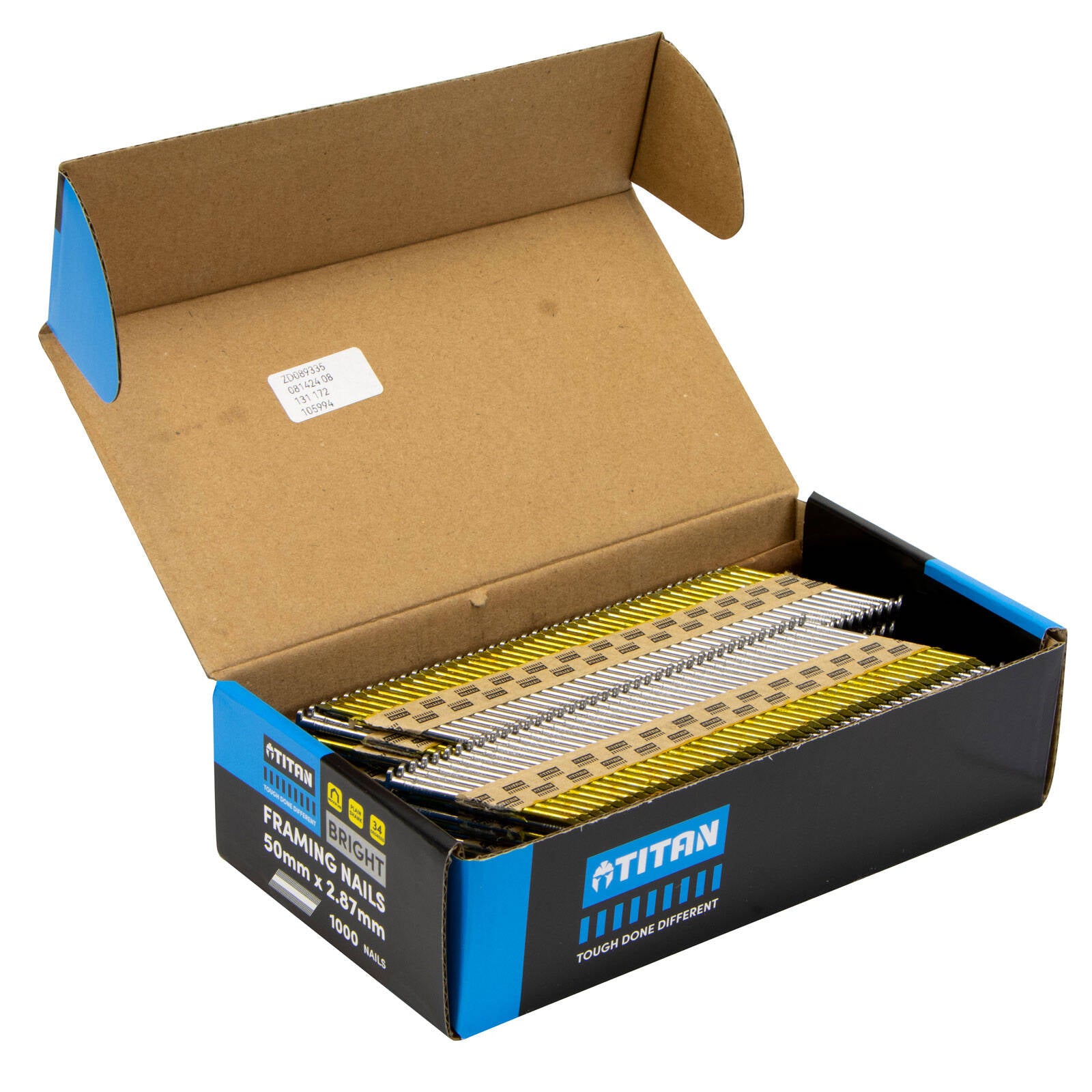 Titan 50 x 2.87mm Bright Steel Collated Framing Nails - 1000 Pack