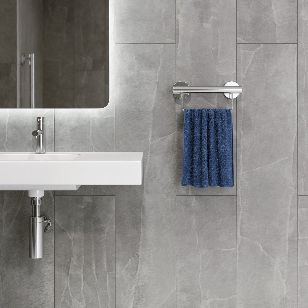 Evekare 300mm Stainless Steel Towel Rail with Grab Rail - 250kg Capacity - SuperSaverAU - view 4