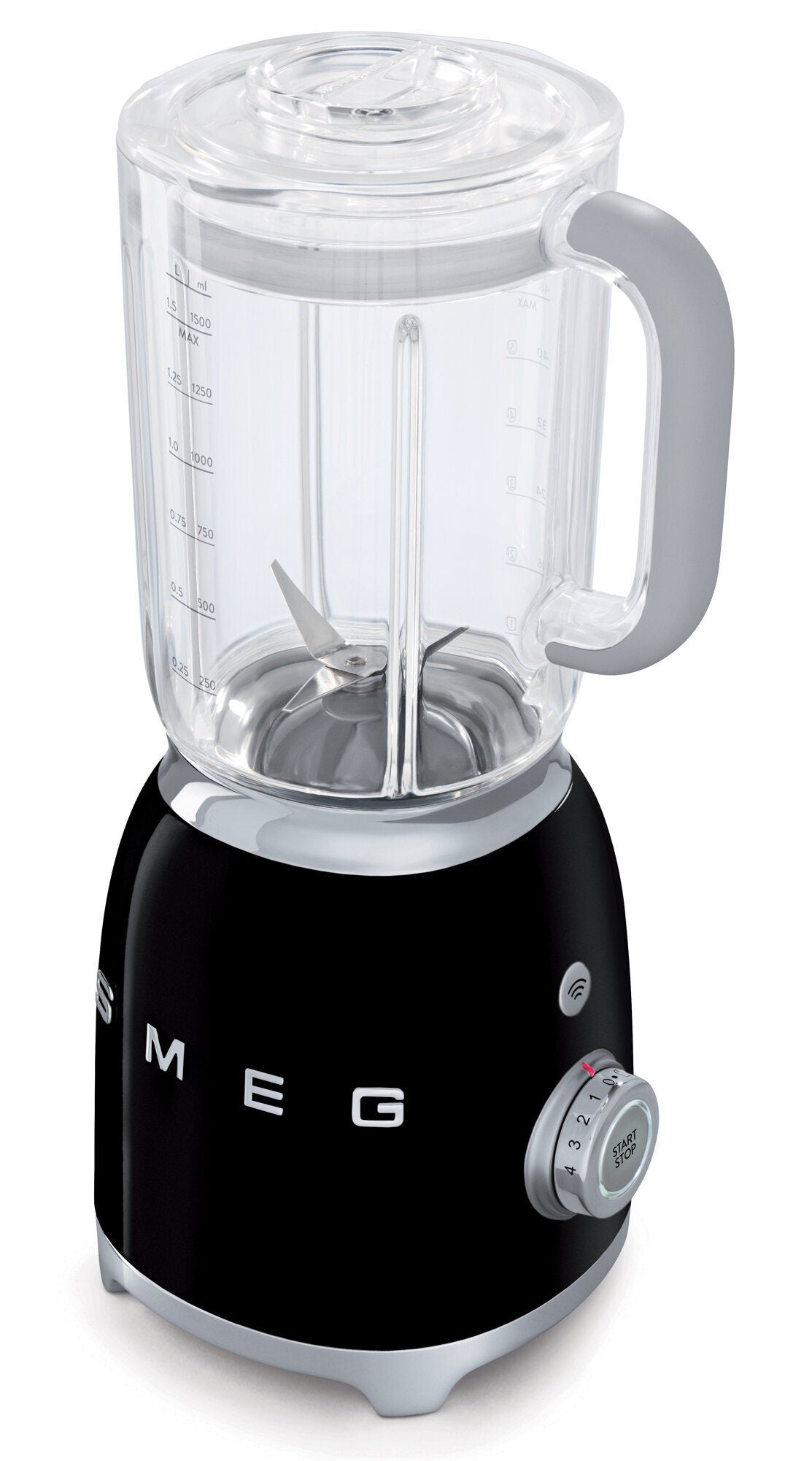 Smeg 50s Retro Style Blender 1.5L - 800W Smooth Start Motor, 3 Preset Programs, Black - BLF01BLAU