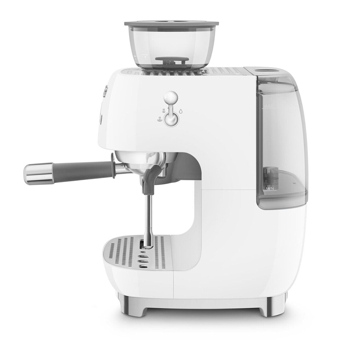 Smeg 50s Style Espresso Machine with Built-in Grinder - 20 Bar, Dual Thermoblock, White - EGF03WHAU