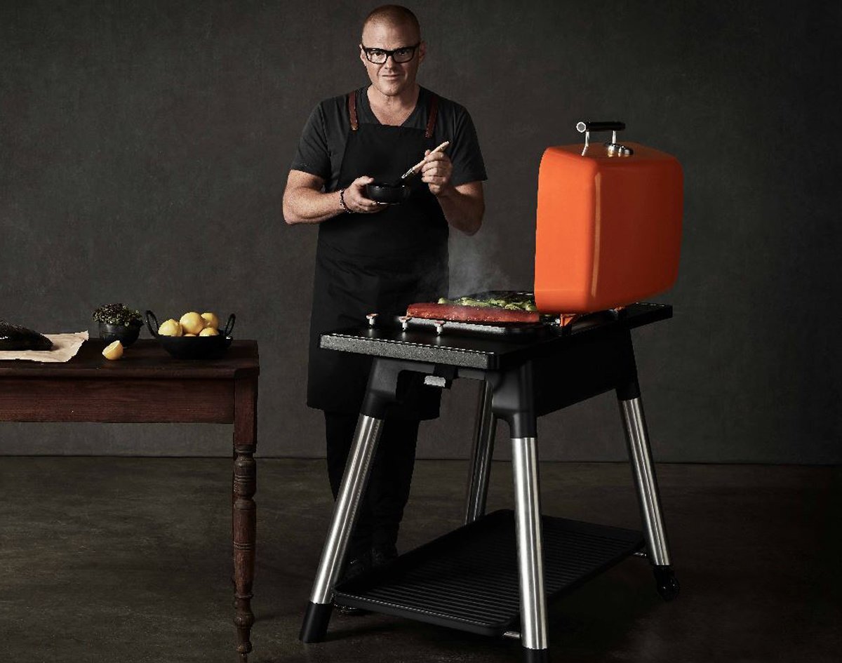 Everdure by Heston Blumenthal Furnace 3 Burner LPG BBQ - Mint, Cast Iron Plates, Roasting Hood - HBG3M