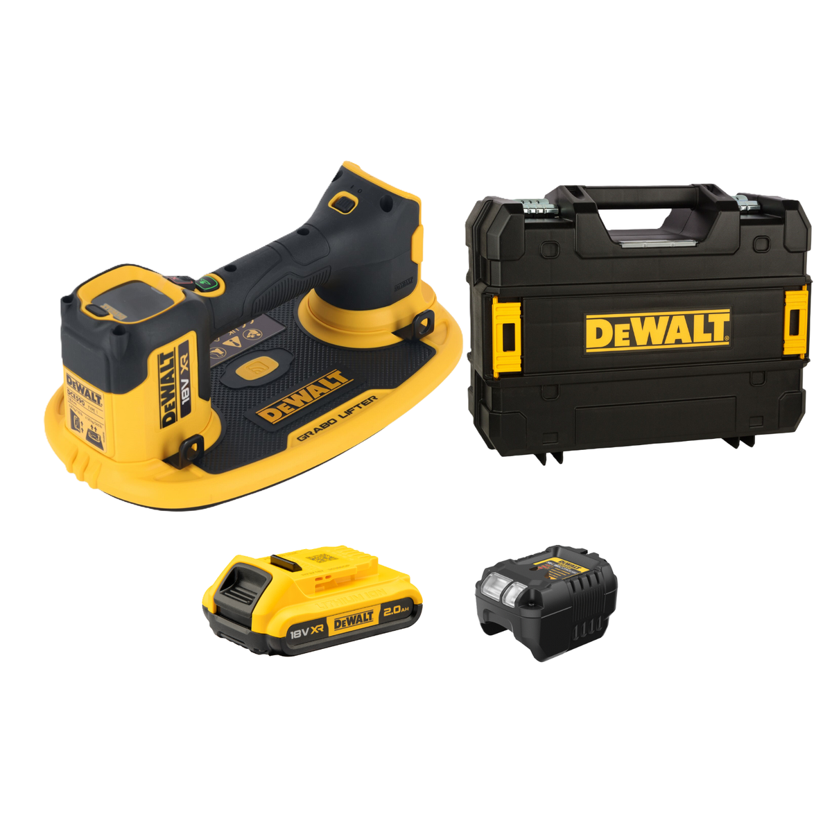 DEWALT 18V GRABO Suction Lifter - 2.0Ah Kit - 120kg Capacity - DCE590D1T-XE - SuperSaverAU - view 1