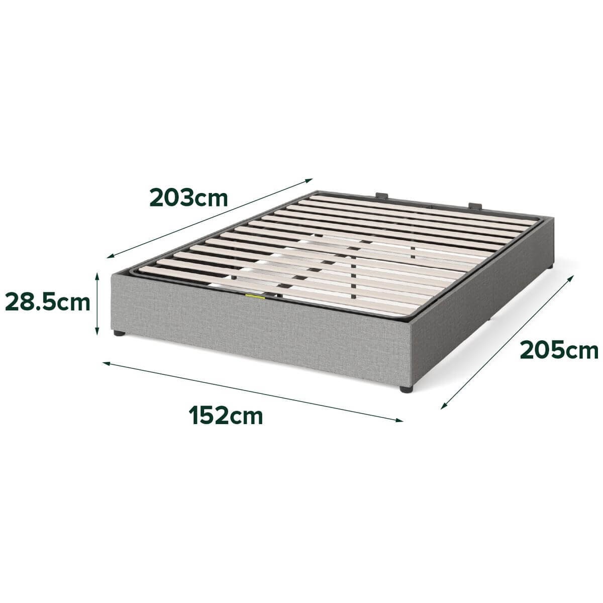 Zinus Double Gas Lift Bed Base - Light Grey Upholstered Finish, Hidden Under-Bed Storage - AU-FPPPL1ZC-11D