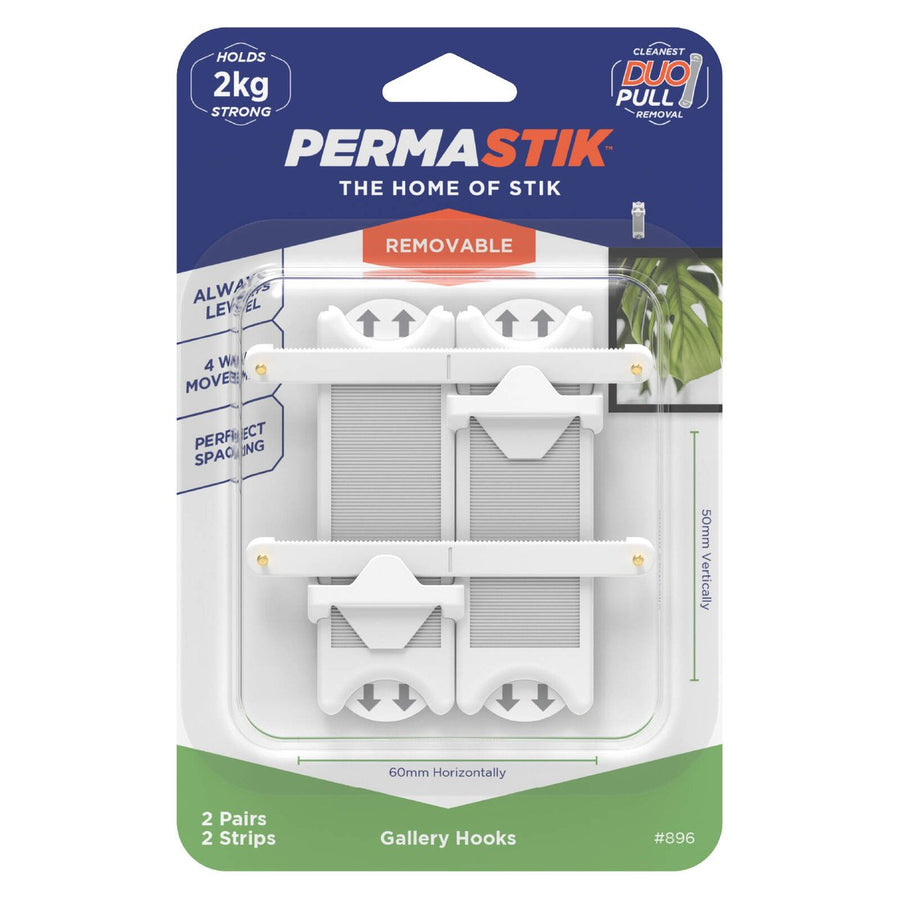 Permastik Adjustable Picture Hook 2 Pack - 2kg - Plastic - Easy Apply - SuperSaverAU - view 1