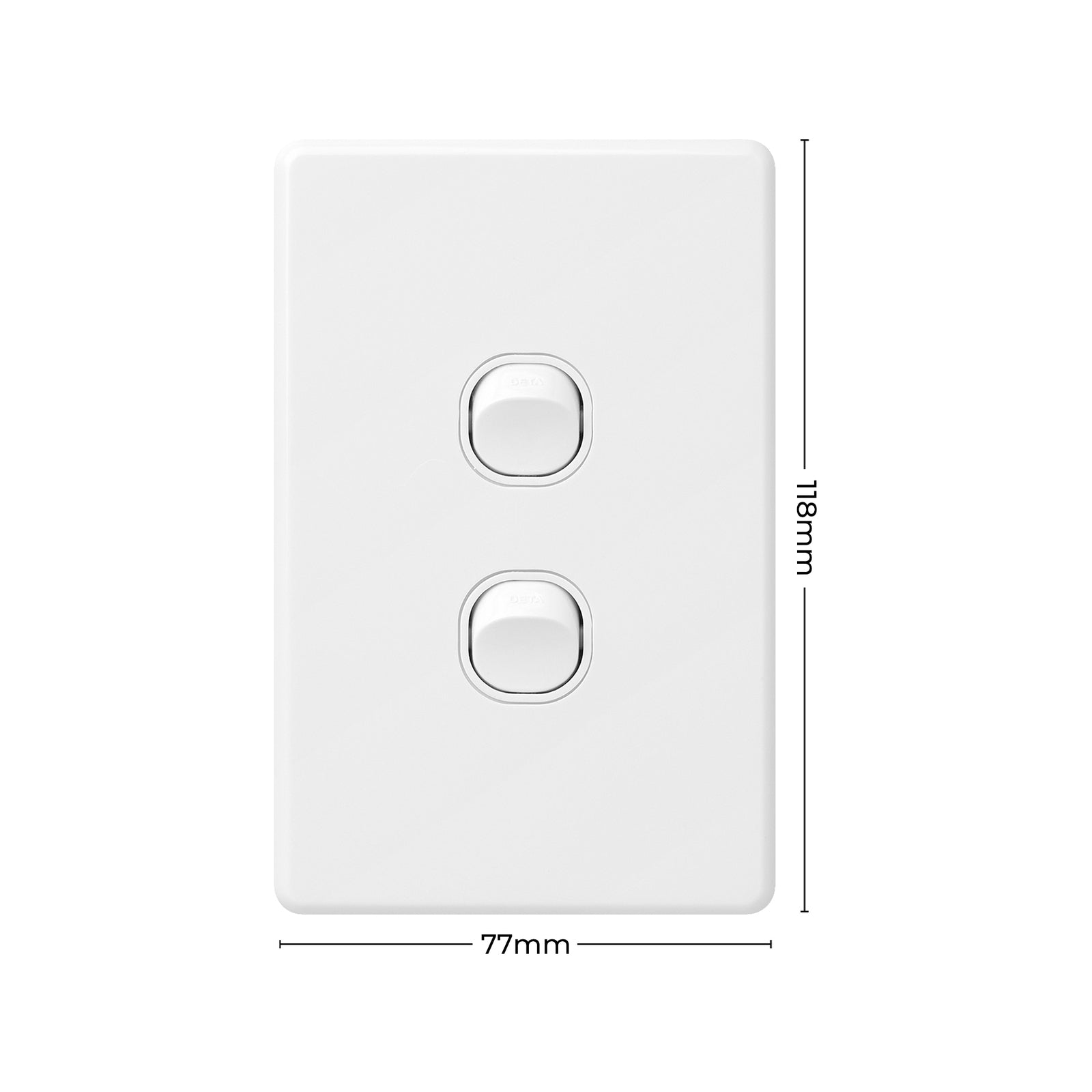 DETA X6 Double Vertical Switch 2 Gang Gloss White Polycarbonate 10A 240V