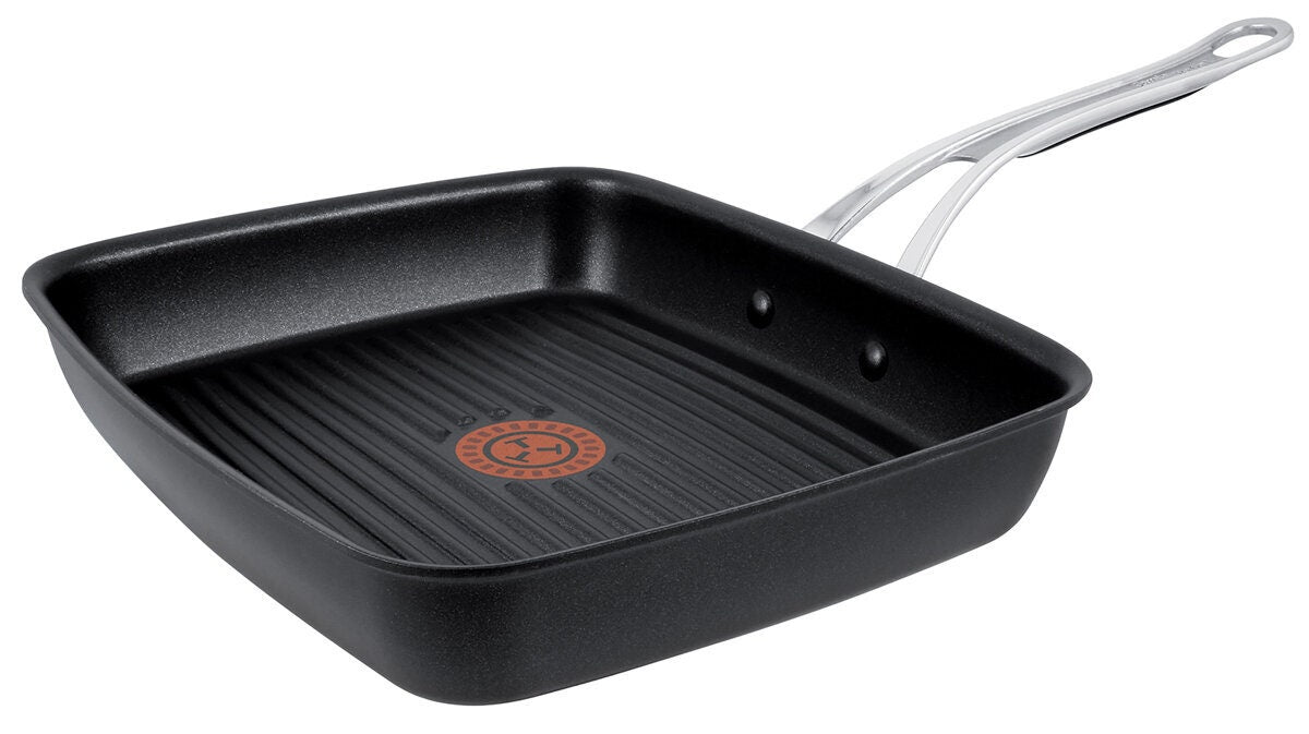 Tefal Jamie Oliver cast aluminium grill pan - Thermo-Spot, induction compatible, oven safe - E2114173