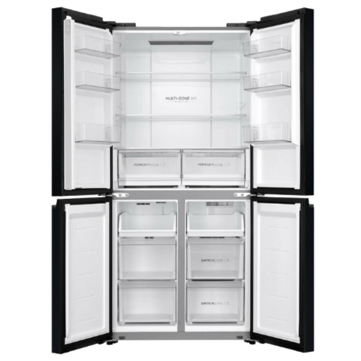 Haier 463L Quad Door Fridge - Black - 4 Star Energy Rating - Frost Free - Door Alarm - HRF530YC