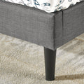 Zinus Liam Classic Single Upholstered Fabric Bed Base in Grey - Padded Headboard, 130kg - AU-FPPPDG-12S