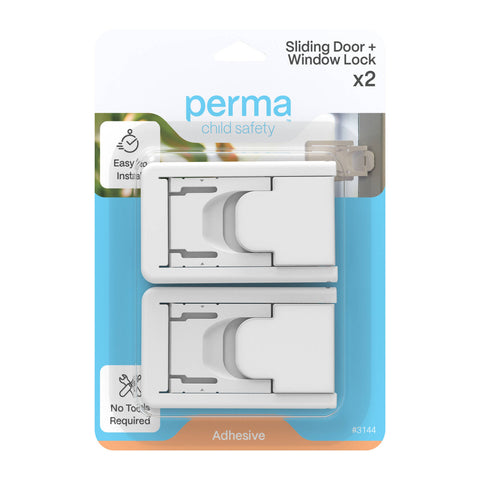 Perma Child Safety Self-Adhesive Sliding Door & Window Lock - 2 Pack