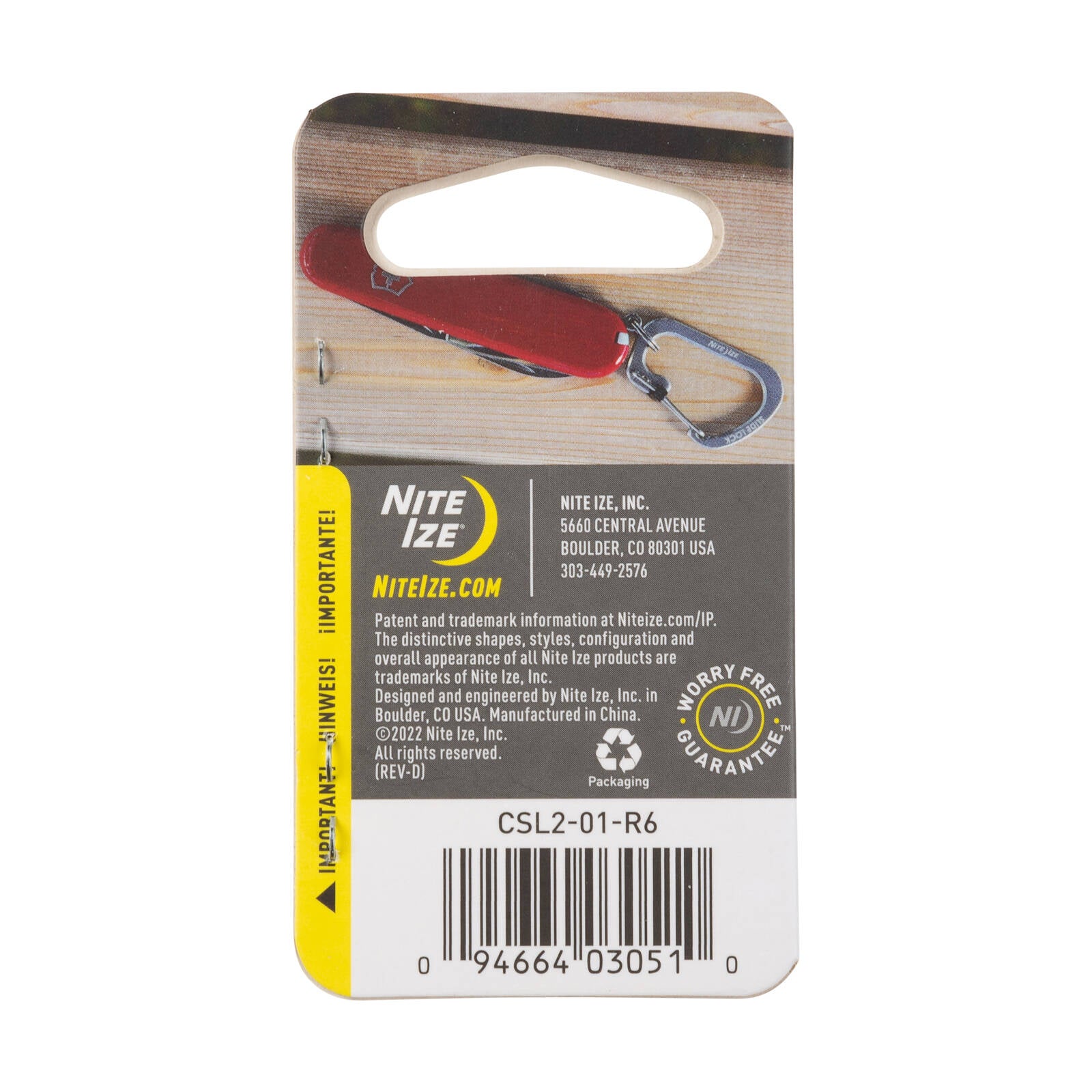 Nite Ize Size 2 Carabiner Slide Lock, Black Stainless Steel