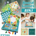 8-In-1 Board Game Set with Chess, Backgammon, Checkers and Snakes and Ladders