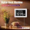 8 Inch (20 cm) Digital Calendar Day Clock with Large Bold Day and Date Display - White, LED
