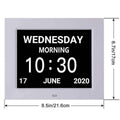 8 Inch (20 cm) Digital Calendar Day Clock with Large Bold Day and Date Display - White, LED - view 4
