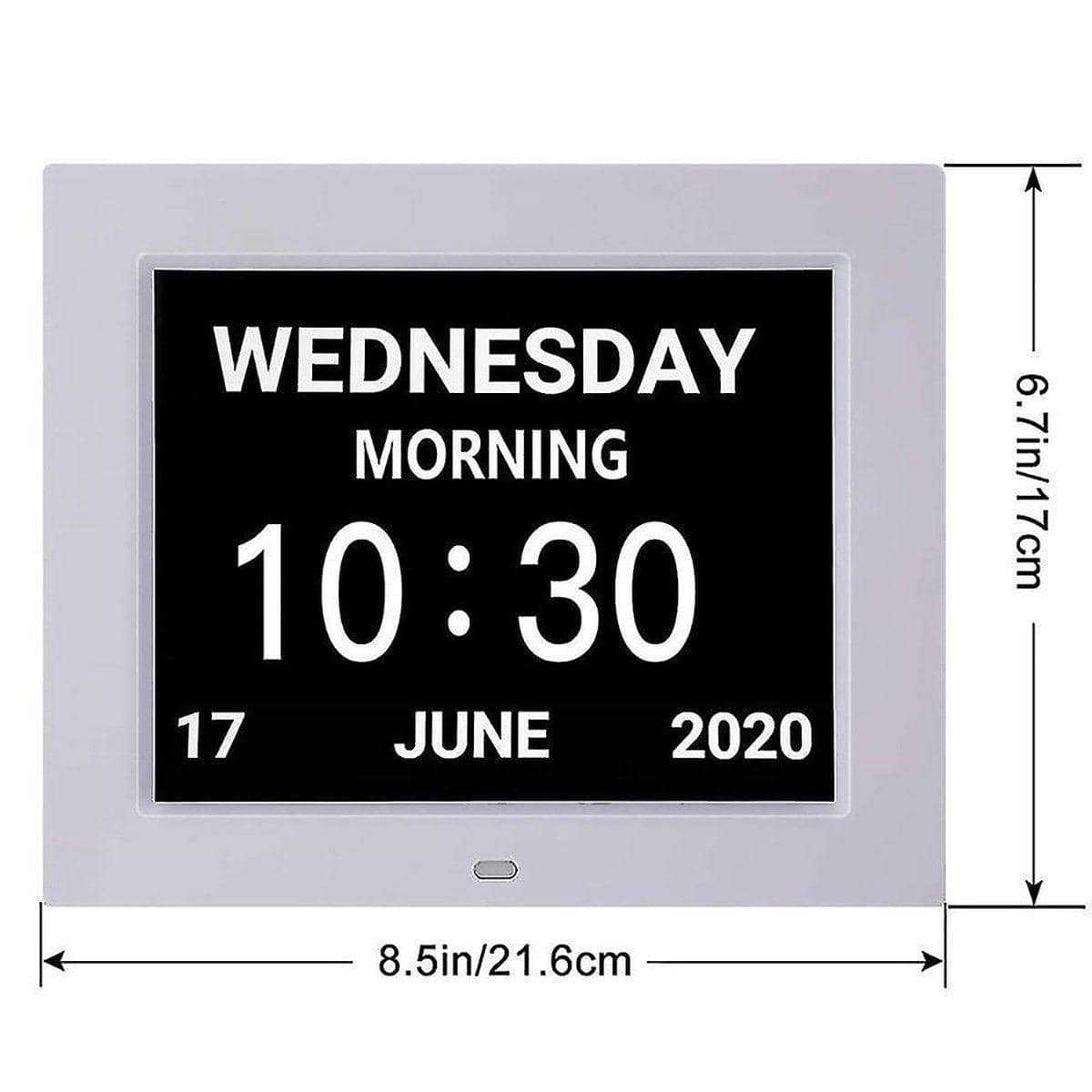 8 Inch (20 cm) Digital Calendar Day Clock with Large Bold Day and Date Display - White, LED - view 4