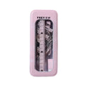 8 Piece Geometry Set with Compass and Ruler in Metal Tin - Pink