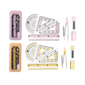 8 Piece Geometry Set with Compass and Ruler in Metal Tin - Pink - view 3
