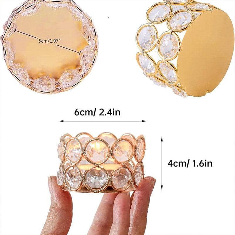 8 Piece Gold Candle Holders with Crystal Accents, 6 cm - view 3