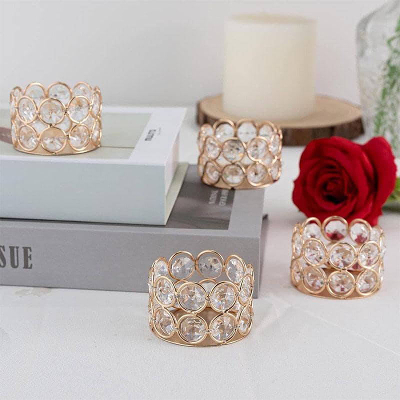 8 Piece Gold Candle Holders with Crystal Accents, 6 cm - view 4