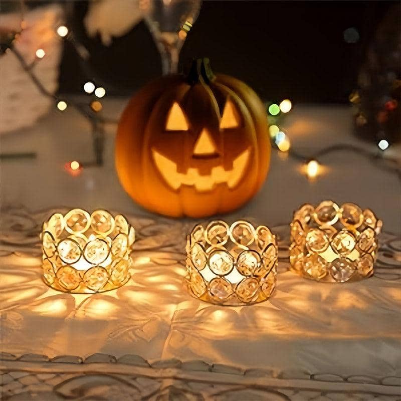 8 Piece Gold Candle Holders with Crystal Accents, 6 cm - view 5