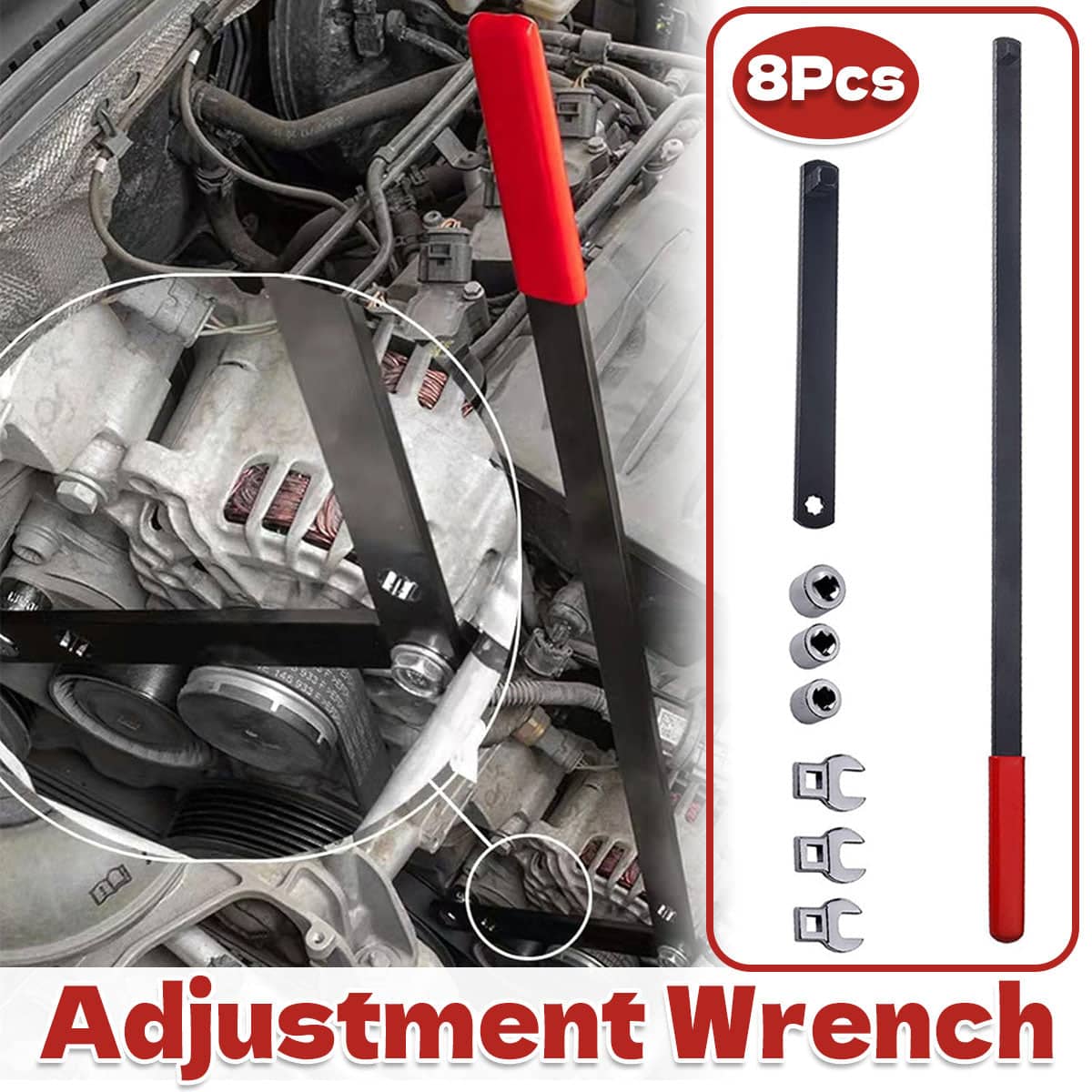 8 Piece Idler Pulley Belt Tensioner Wrench Set for Car Repair