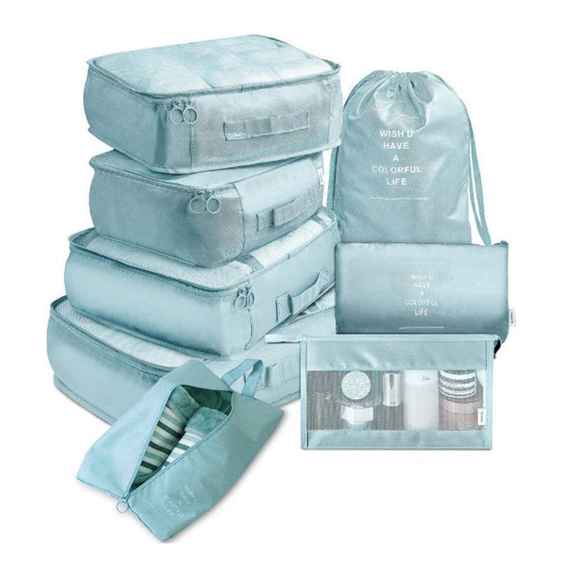 8 Piece Packing Cubes Travel Organiser Set - Aqua Blue