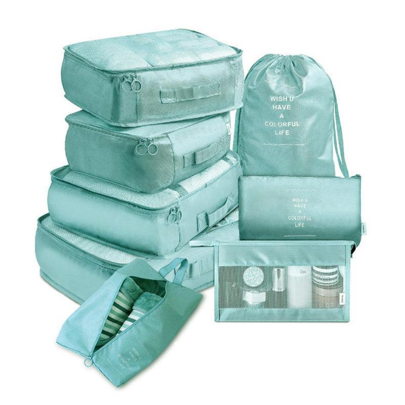8 Piece Packing Cubes Travel Organiser Set - Light Blue