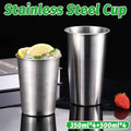 8 Piece Stainless Steel Cup Set, 4 x 350 ml and 4 x 500 ml Reusable Drinking Mugs