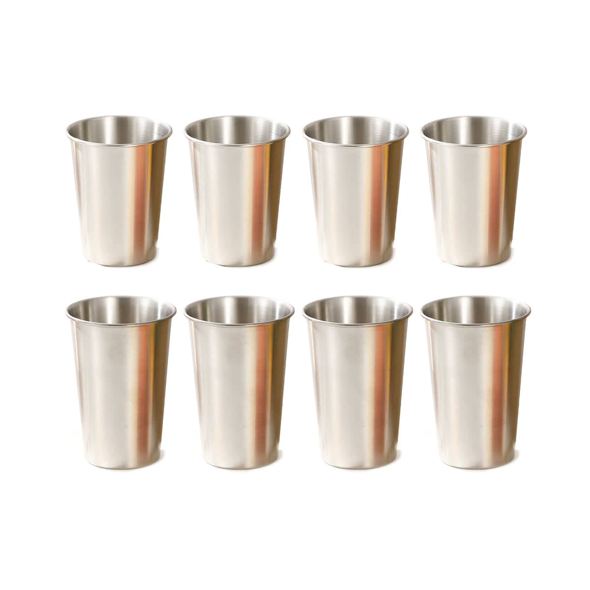 8 Piece Stainless Steel Cup Set, 4 x 350 ml and 4 x 500 ml Reusable Drinking Mugs - view 2