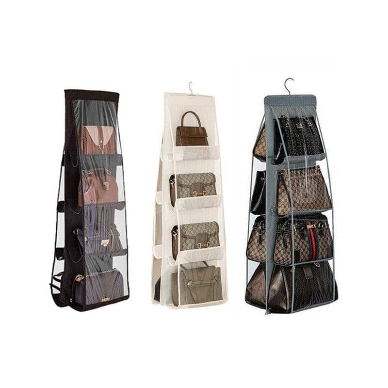 8 Pocket Double-Sided Hanging Handbag Organiser - White - view 3