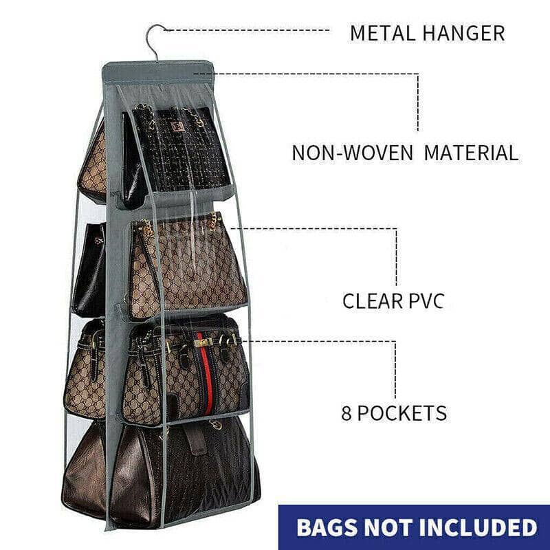 8 Pocket Double-Sided Hanging Handbag Organiser - White - view 4