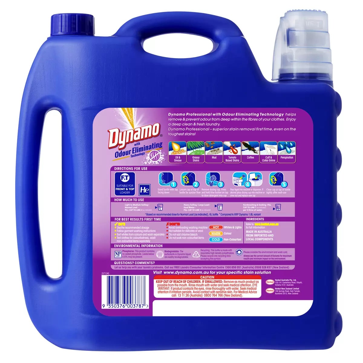 Dynamo Professional 6 Litre Laundry Detergent Liquid Odour Eliminating Stain Removal — image 2