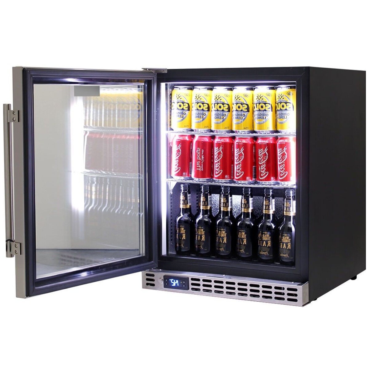 Schmick 89L bar fridge - Stainless steel trim, matte black body, heated door, left-hinged - SK86L-HD