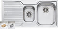 Oliveri Diaz 1 and 1/2 Bowl Left Hand Drainer Sink - 980mm Polished Stainless Steel, Australian Made - DZ102