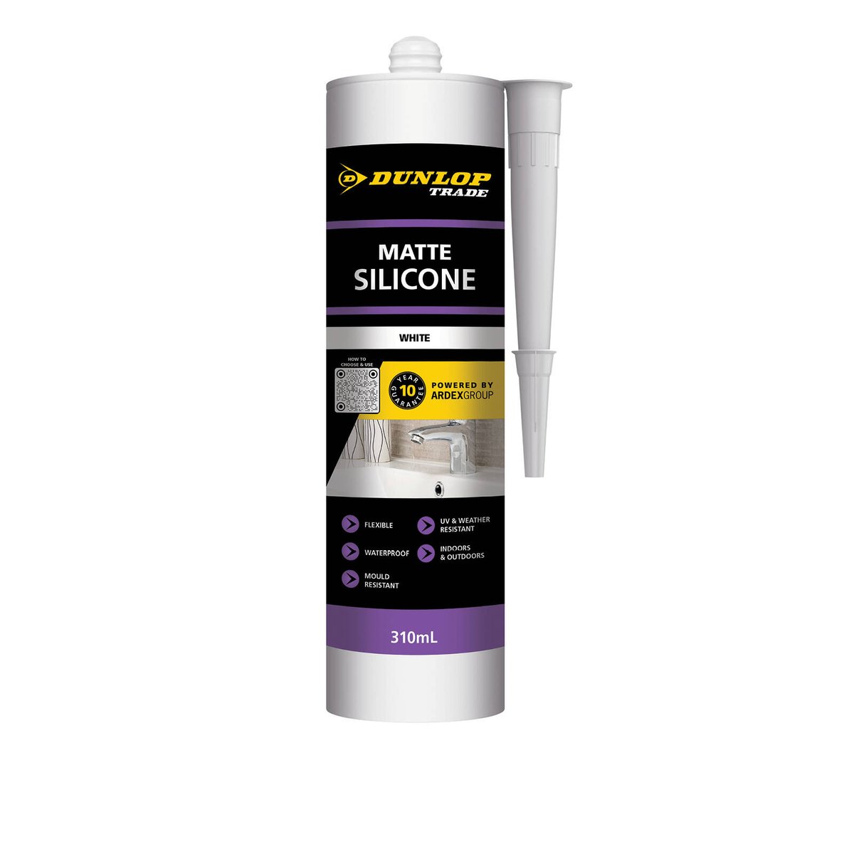 Dunlop Silicone Sealant - 310ml - Matte White - Flexible & Durable - SuperSaverAU - view 1