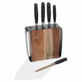 Stanley Rogers Framed Acacia 6-Piece Knife Block Set - Soft Touch Matte Black Handles - 41413