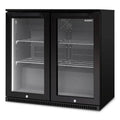 Husky double door outdoor beverage fridge - black, anti-condensation glass doors - ALFC2BLK840ELB