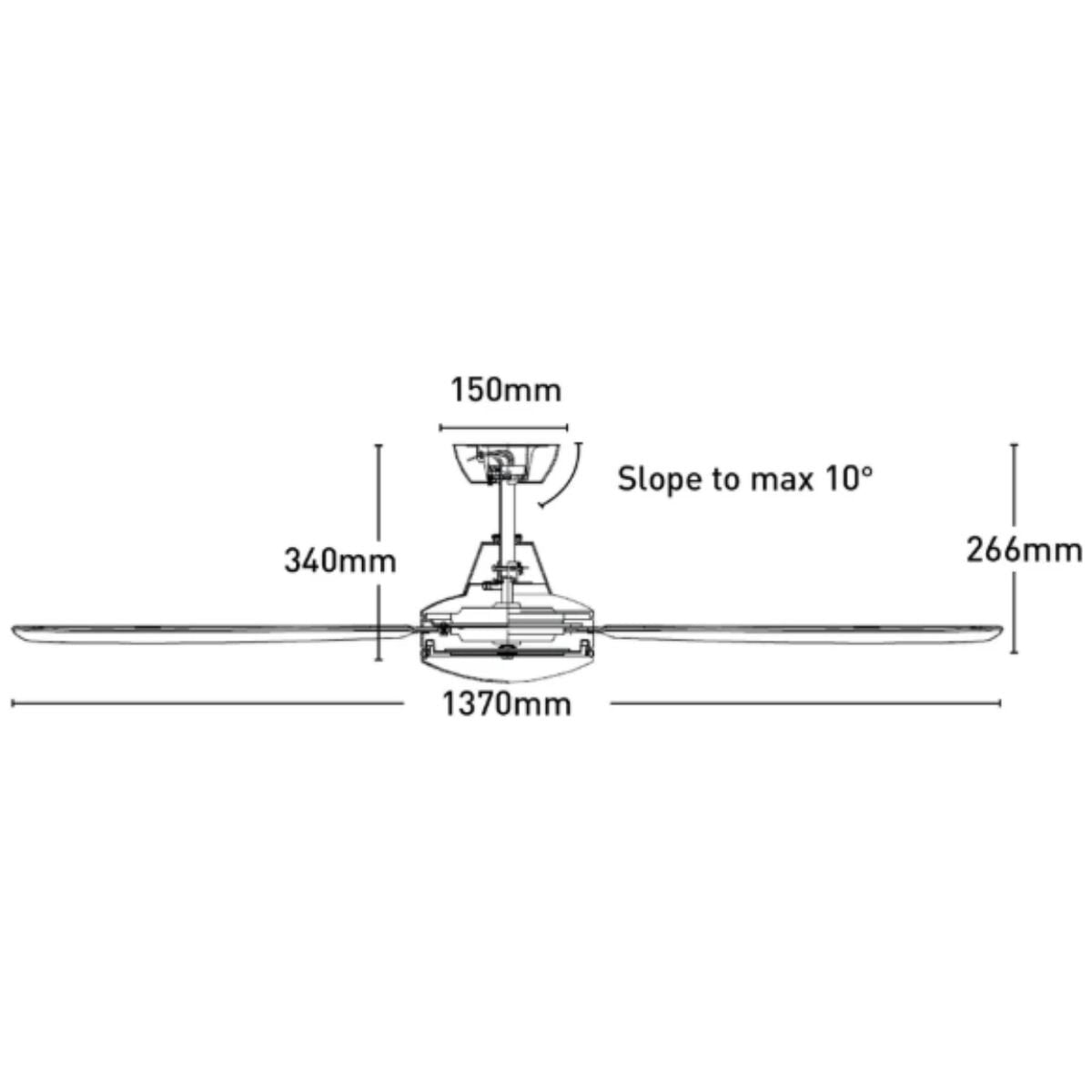 Mercator Nemoi 137cm DC Ceiling Fan with LED Light - Black, 4 Colour Temperatures, Remote - FC708134BK