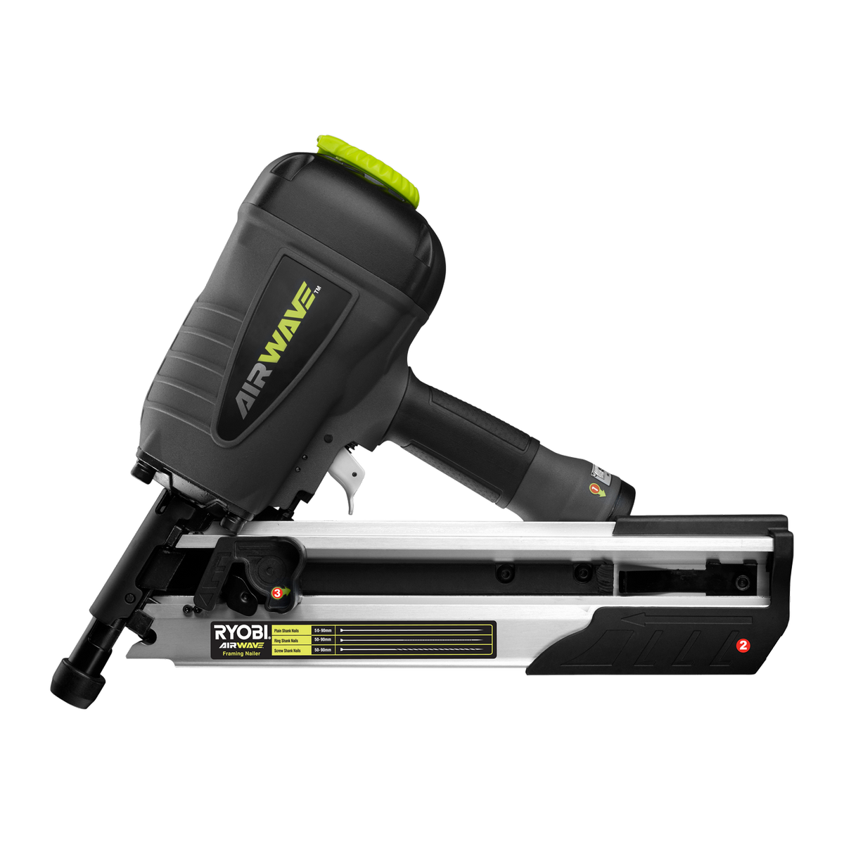 Ryobi Airwave Clipped Head Air Framing Nailer - 70 Nails - 50-90mm - SuperSaverAU - view 3