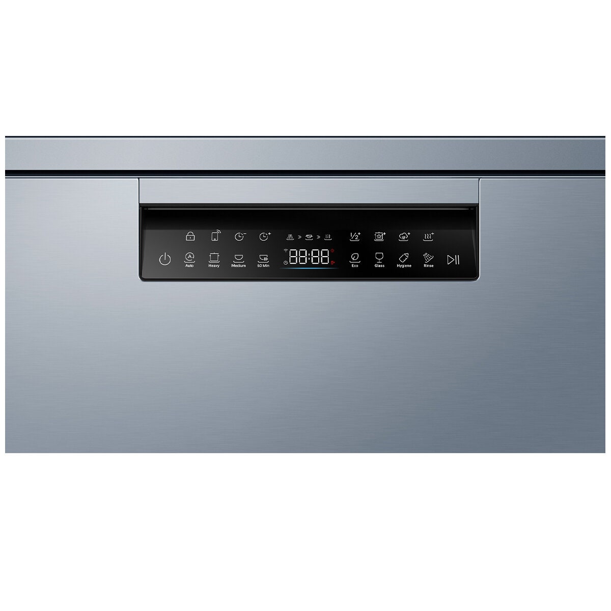 Haier 60cm Freestanding Dishwasher with Steam - 15 Place Settings - Satina - Auto Door Opening - HDW15F3S1