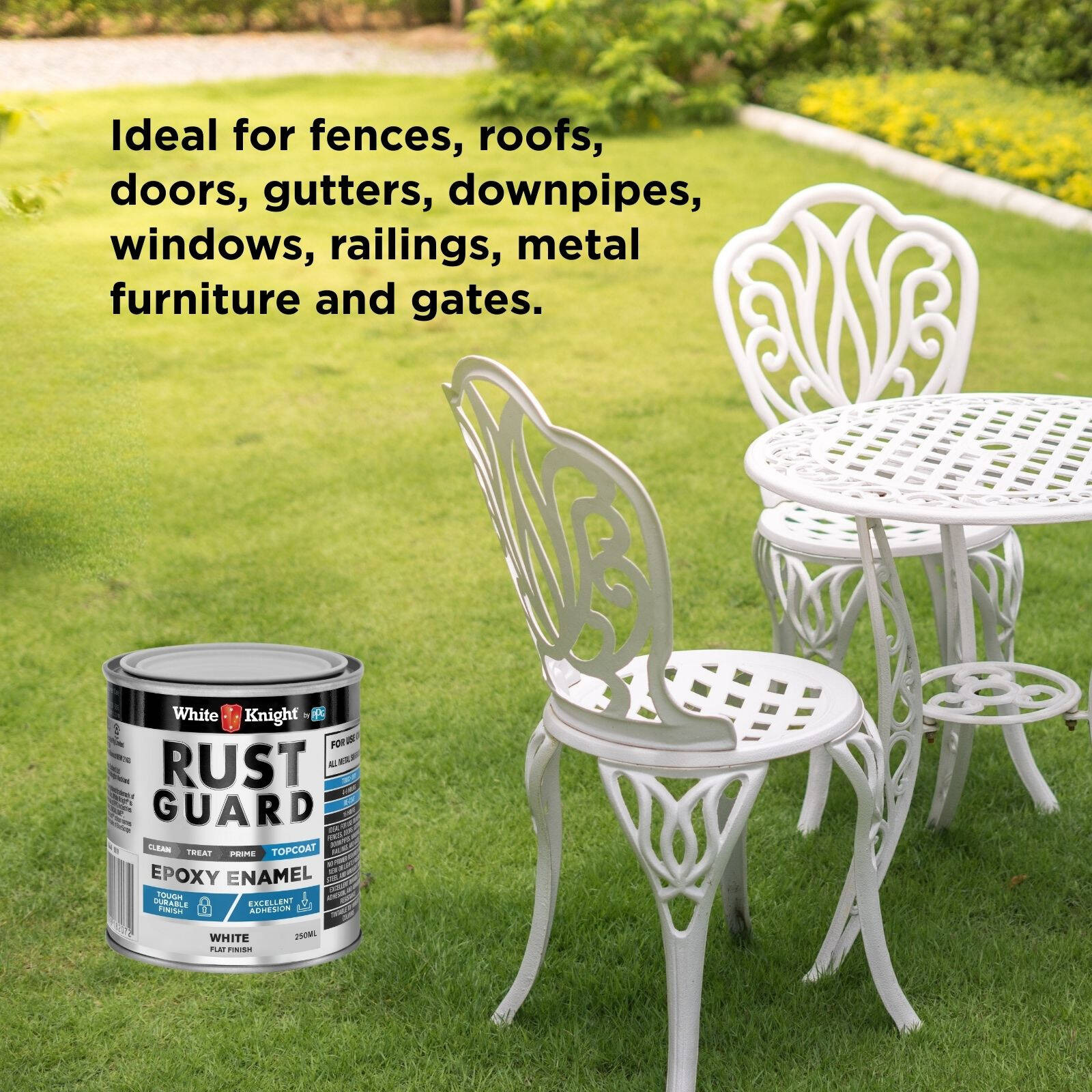 White Knight Rust Guard 250ml White Flat Epoxy Enamel Paint