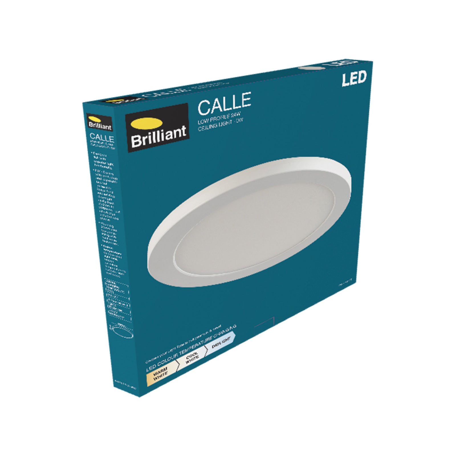 Brilliant Calle 30cm Tri-Colour LED Oyster Ceiling Light, 24W Plug-In DIY 22316/05