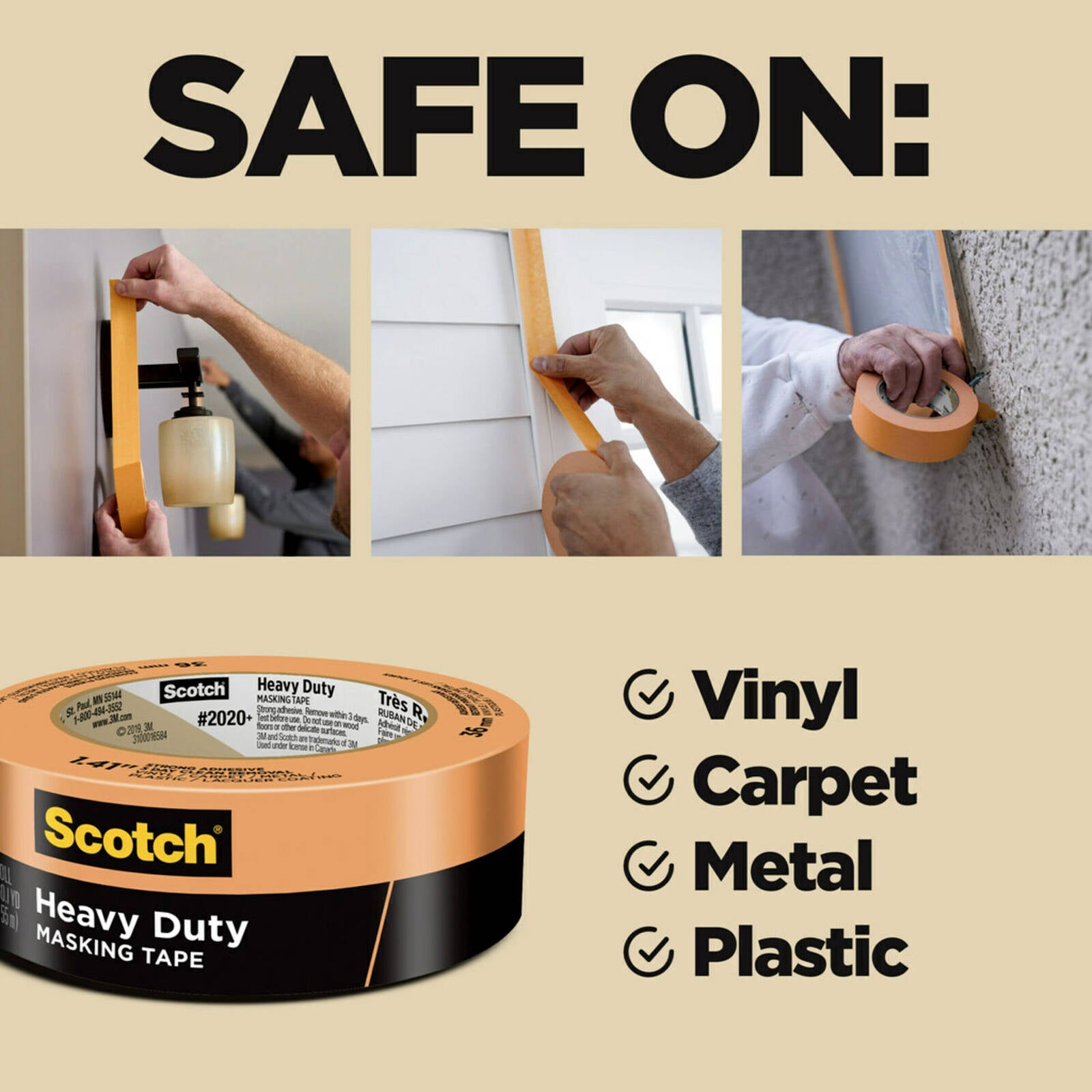 Scotch 2020 Heavy Duty Masking Tape 36mm x 55m - Orange Paint Masking Tape