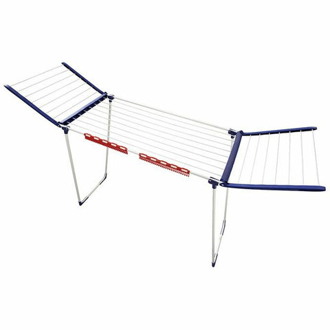 Leifheit Pegasus 180 Solid MAXX Clothesline - 18m Line Length, Extra-High Side Wings, White and Blue - L81650